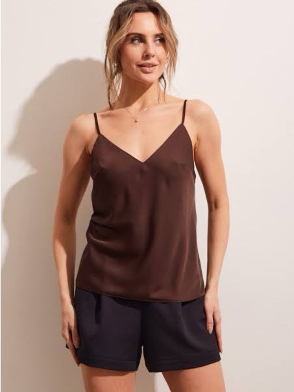 Brown Satin Cami Top